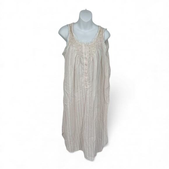 VTG Nicole Sleeveless Nightgown Pintuck and Button Bodice Pink Stripe **READ** - Picture 7 of 7